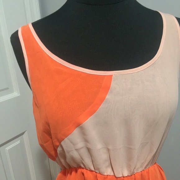 UO Orange, Peach, Dress, Cinched Waist, Flowy, M - Picture 2 of 7